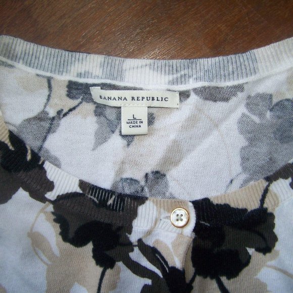 Banana Republic Cotton Sweater L Floral - Picture 5 of 7